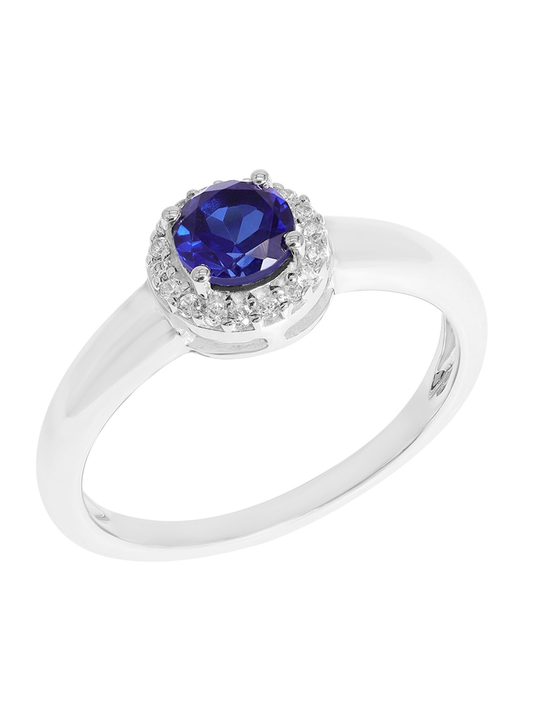 

LA SOULA 92.5 Sterling Silver Silver-Plated Sapphire-Studded Finger Ring