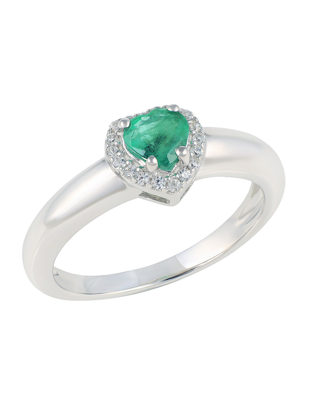 

LA SOULA 92.5 Sterling Silver Emerald-Studded Finger Ring