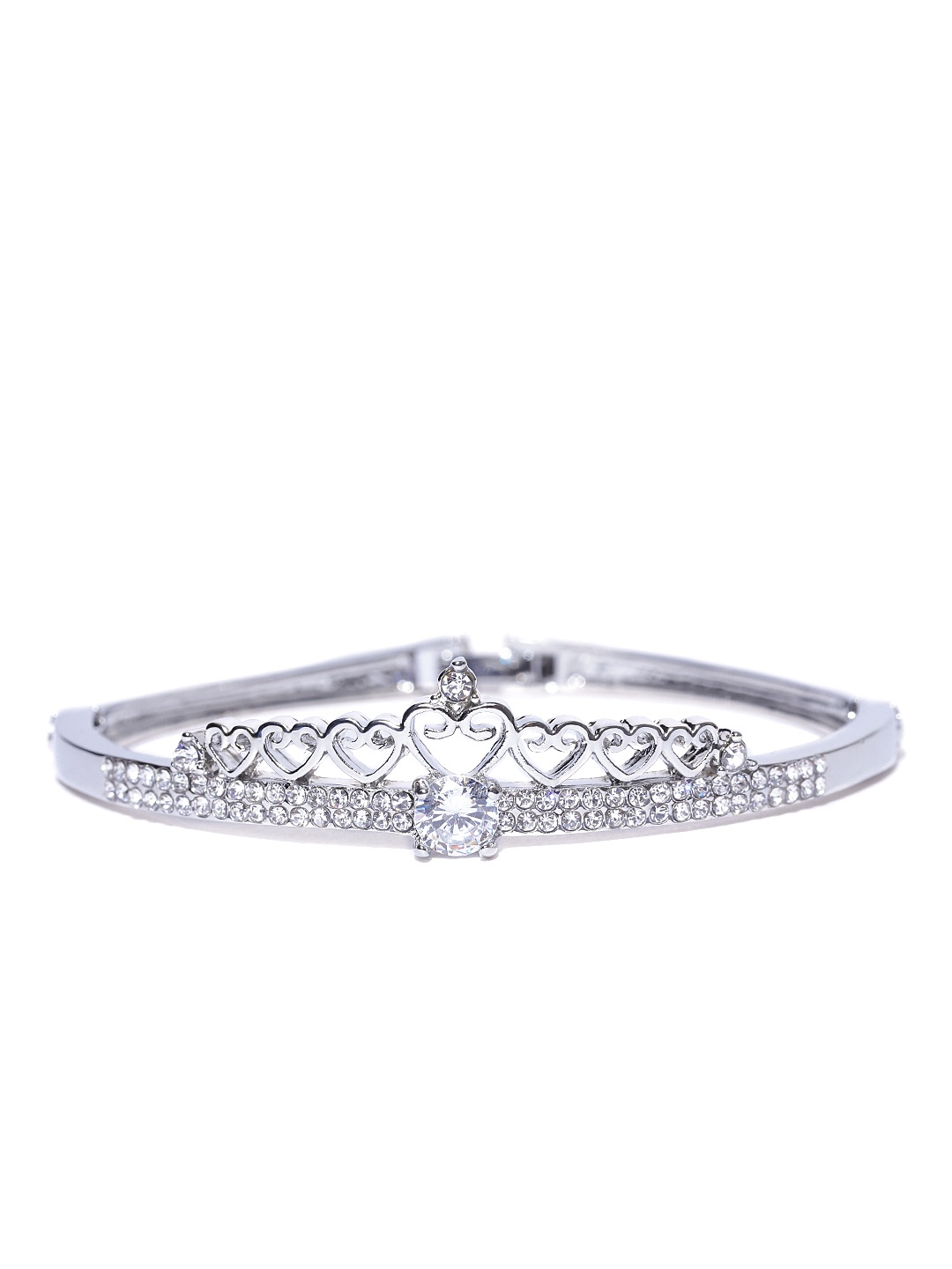 

Jewels Galaxy Platinum-Plated Handcrafted Bangle-Style Bracelet, Silver