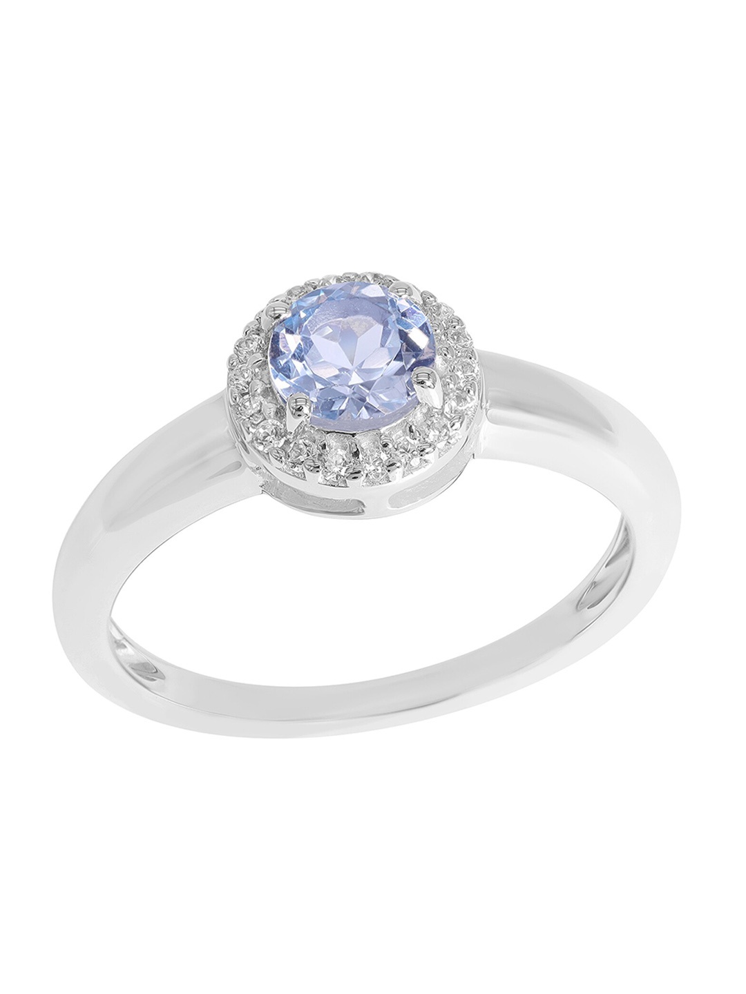 

LA SOULA 925 Sterling Silver & Aquamarine-Studded Finger Ring, Blue