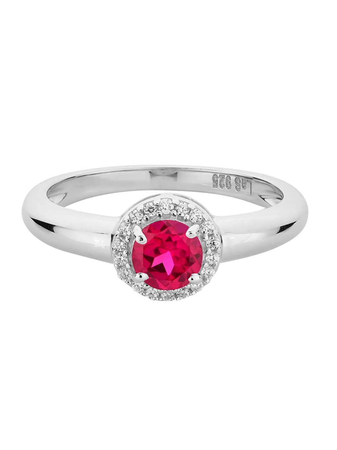 

LA SOULA 925 sterling silver Ruby Stone-Studded Finger Ring, Red
