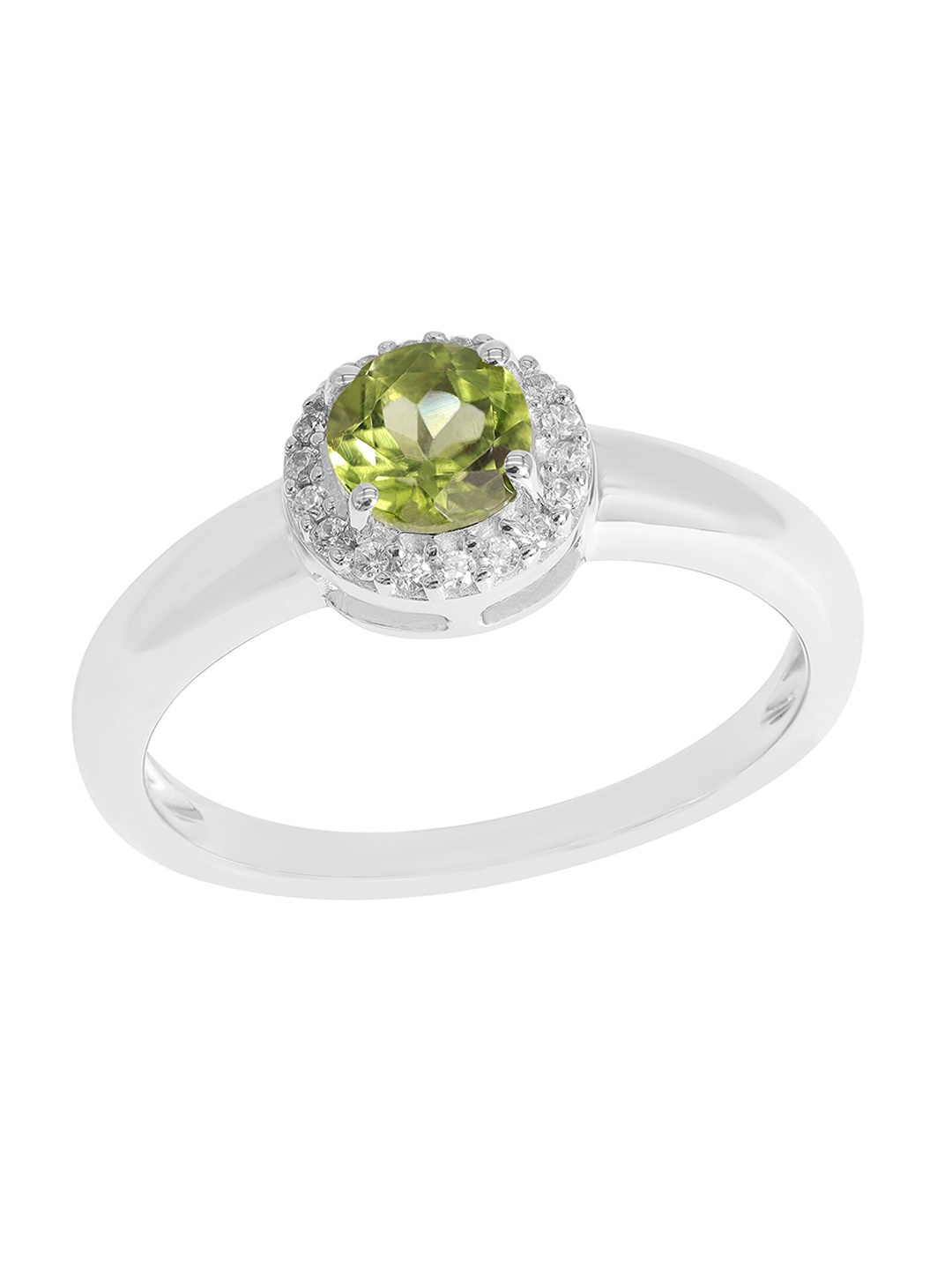

LA SOULA 925 Sterling Silver & Stone-Studded With Peridot-Charm Finger Ring, Olive