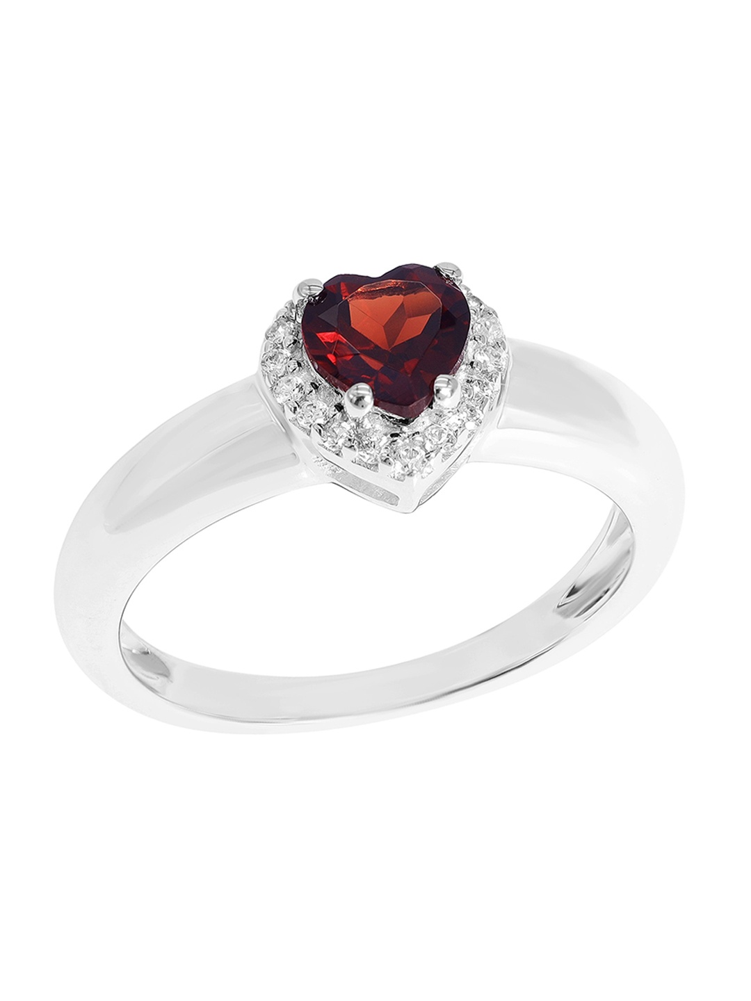 

LA SOULA 92.5 Sterling Silver Garnet-Studded Finger Ring, Red