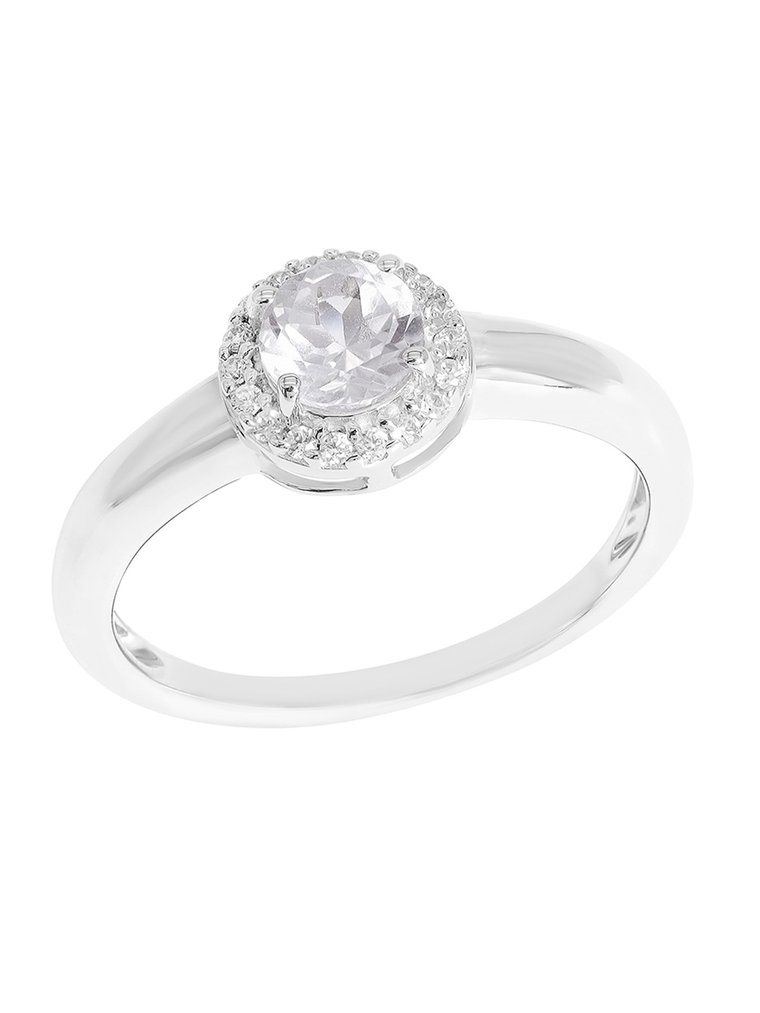 

LA SOULA 925 Silver-Plated Stone-Studded Finger Ring, White