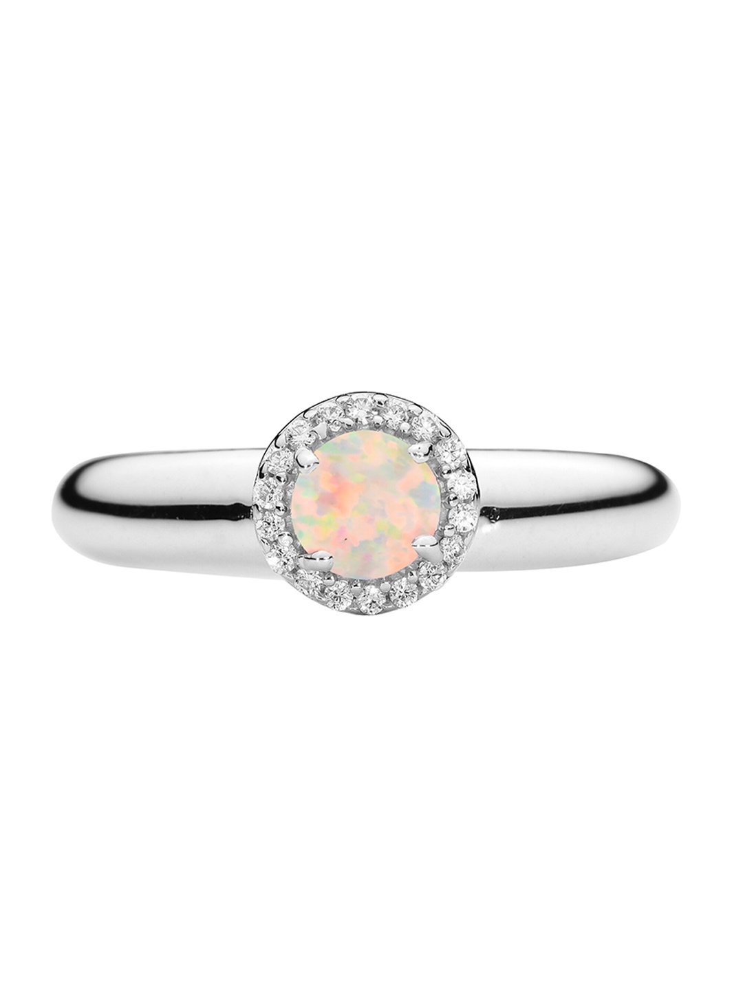 

LA SOULA 925 Sterling Silver & Stone-Studded With Opal-Charm Finger Ring, White
