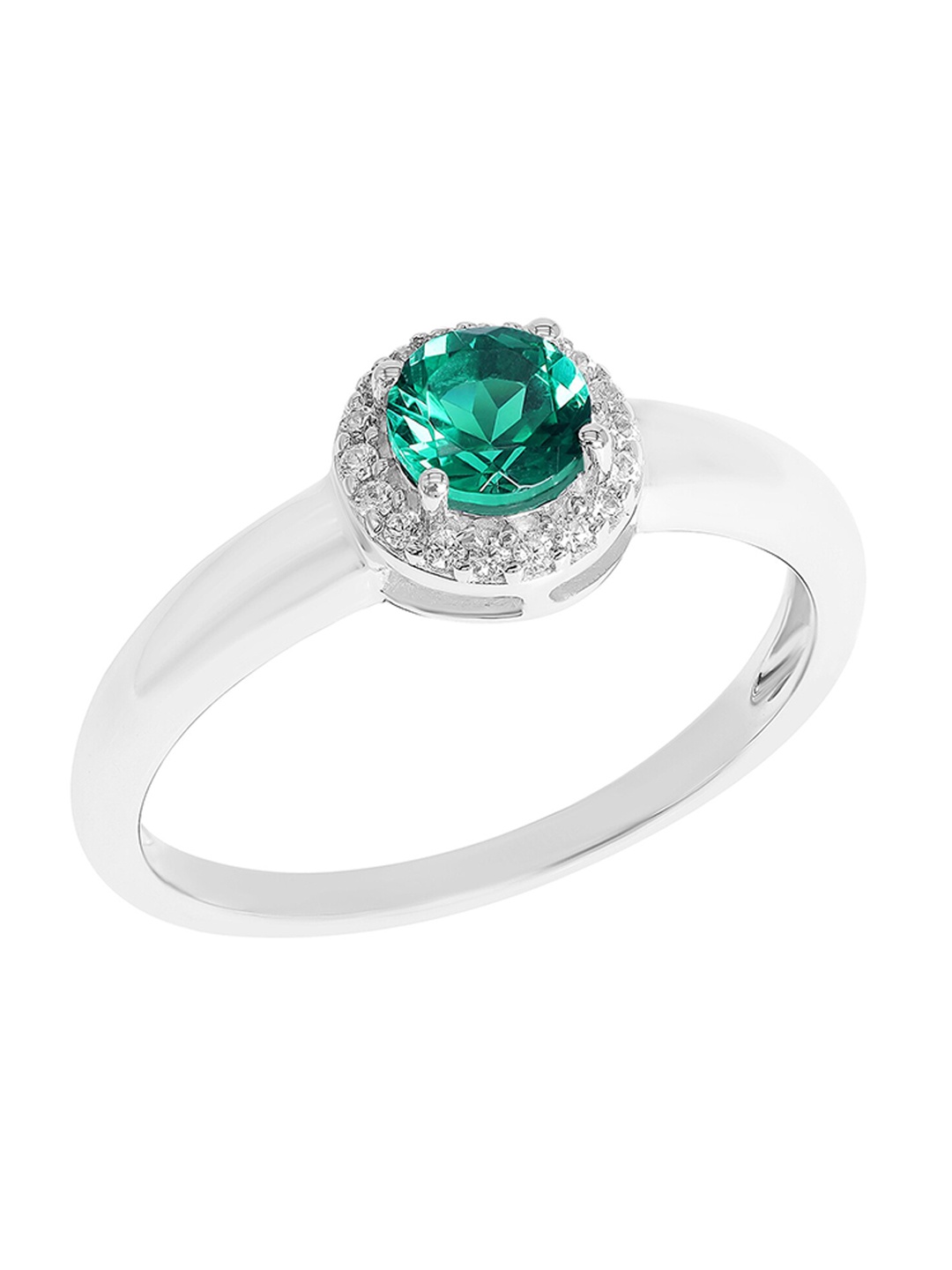

LA SOULA 925 Silver-Plated Stone-Studded Finger Ring, Green