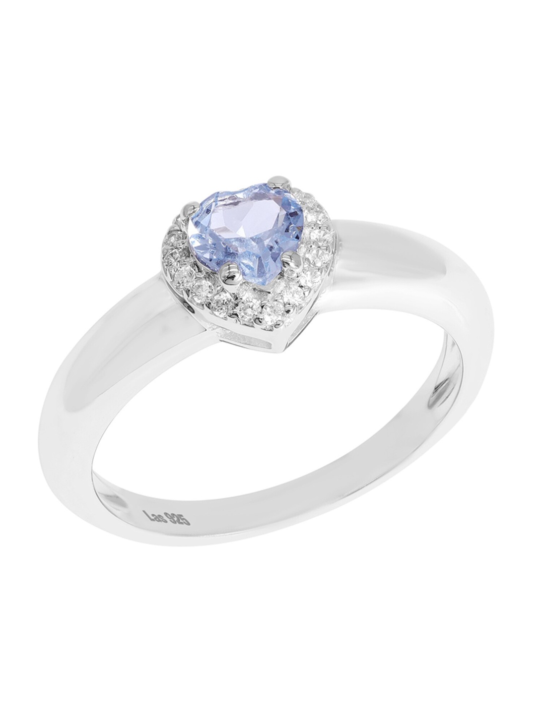 

LA SOULA Sterling Silver Rhodium-Plated Stone Studded Topaz Finger Ring, Blue