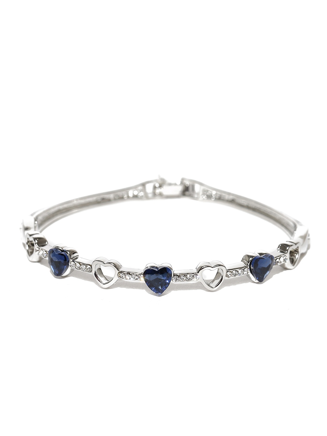 

Jewels Galaxy Blue Silver-Plated Handcrafted Bangle-Style Bracelet
