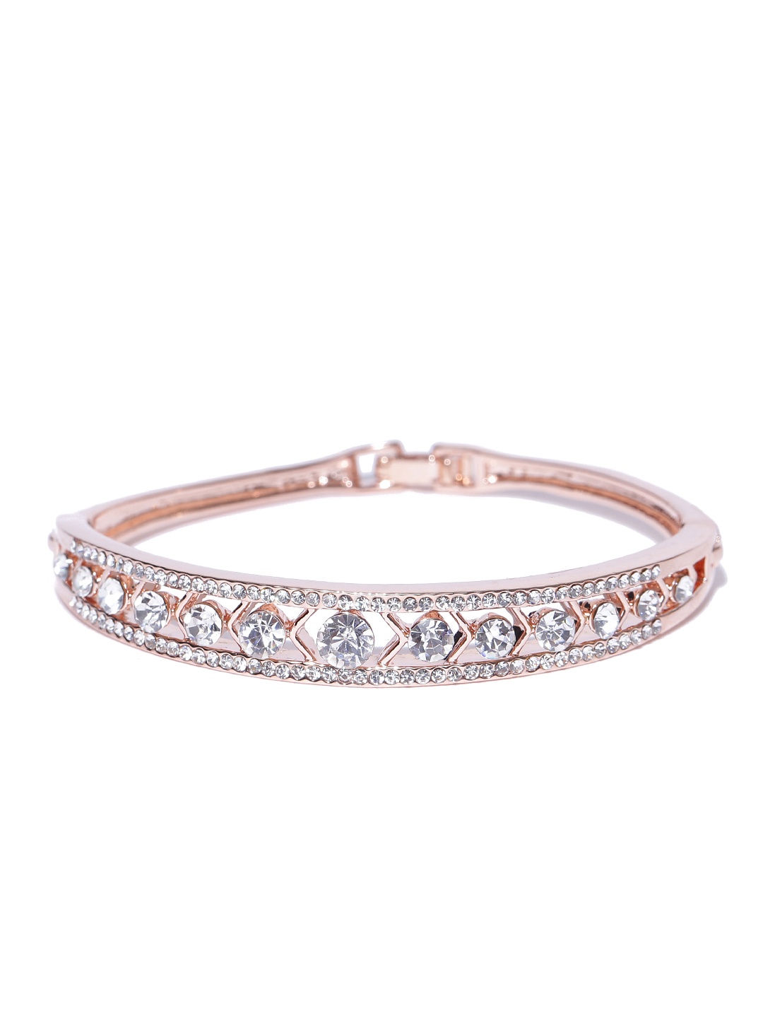 

Jewels Galaxy Silver-Toned Rose Gold-Plated Handcrafted Bangle-Style Bracelet