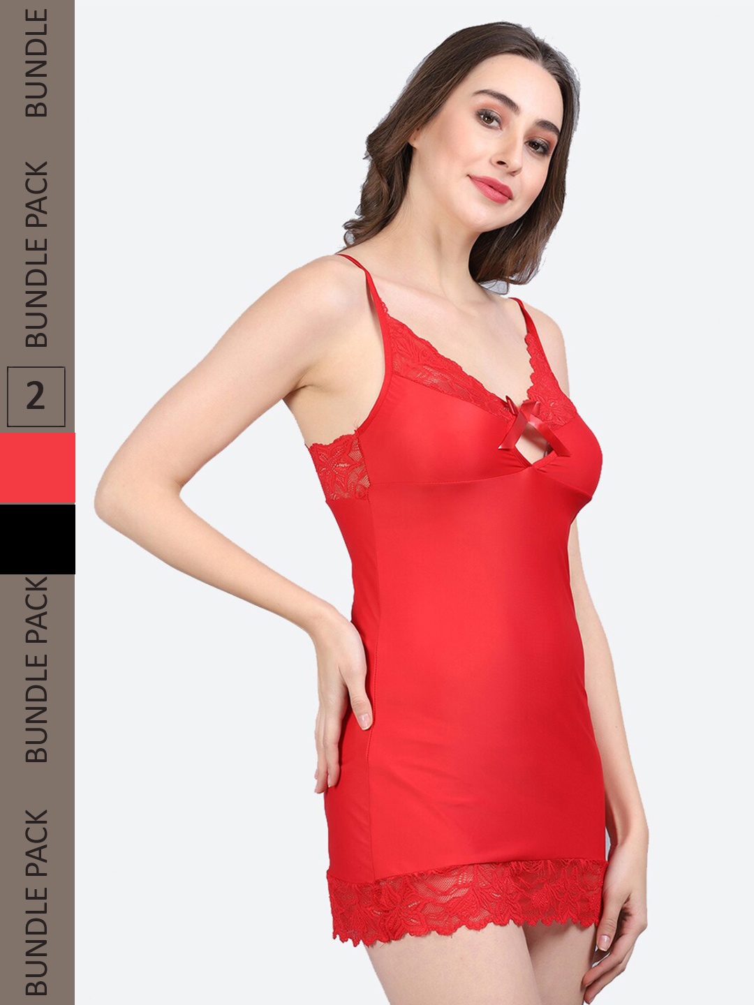 

Fleurt Pack Of 2 Shoulder Strap Baby Doll, Red