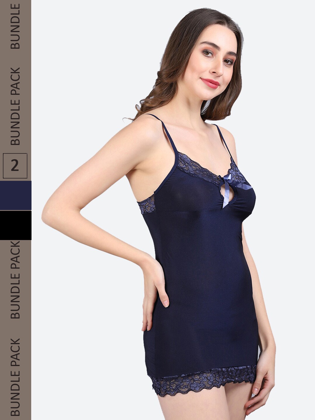 

Fleurt Pack Of 2 Shoulder Strap Baby Doll, Navy blue
