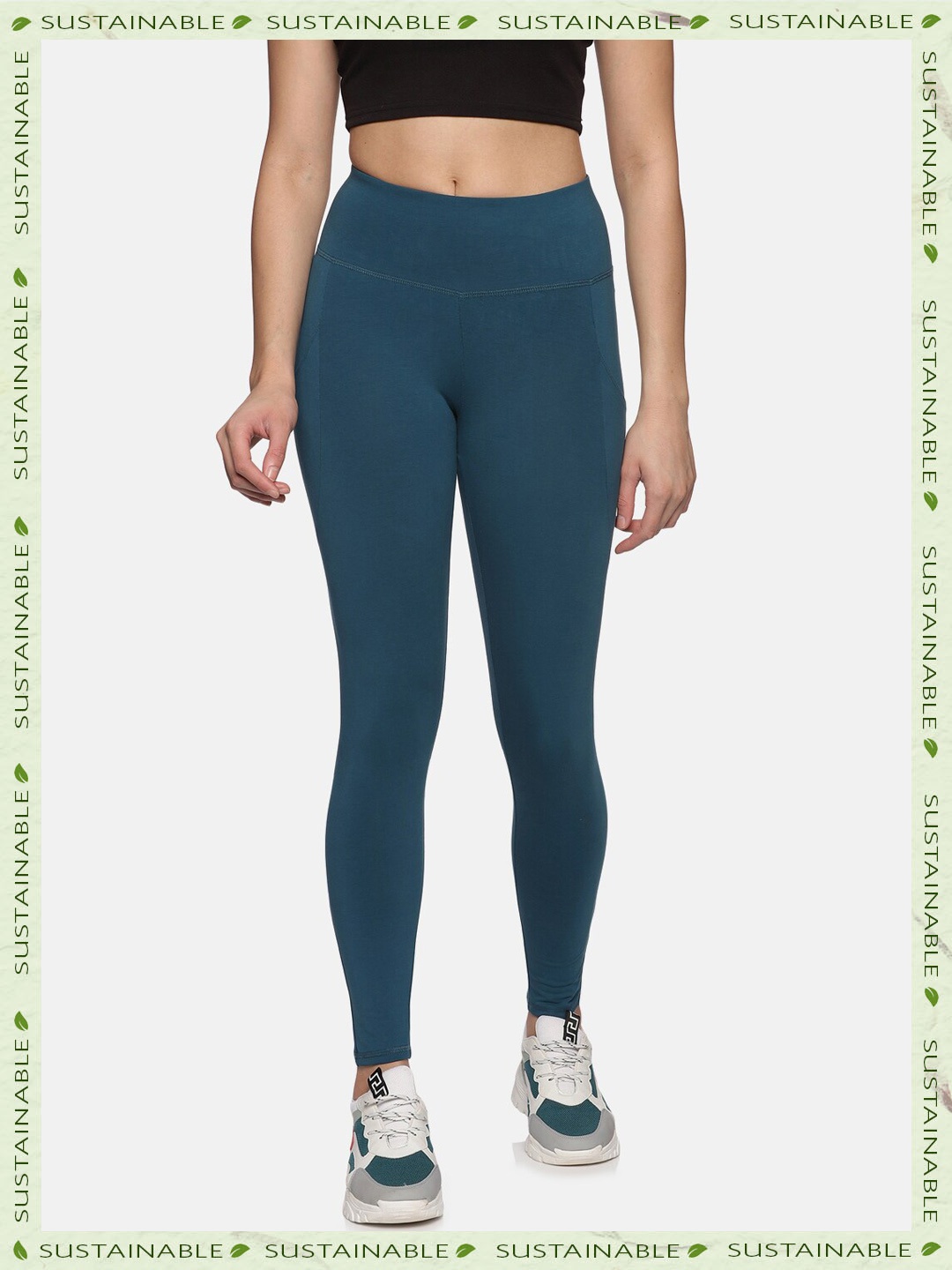 

HERE&NOW Skinny Fit Training or Gym Sports Tights, Teal