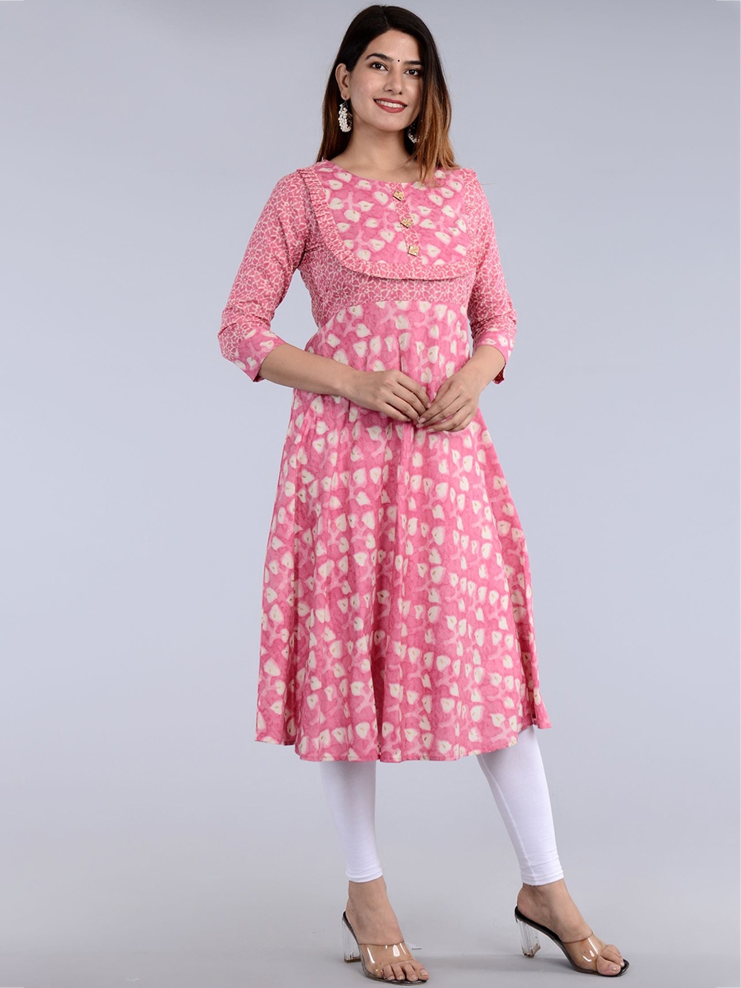 

Lovista Floral Printed Flared Anarkali Kurta, Pink