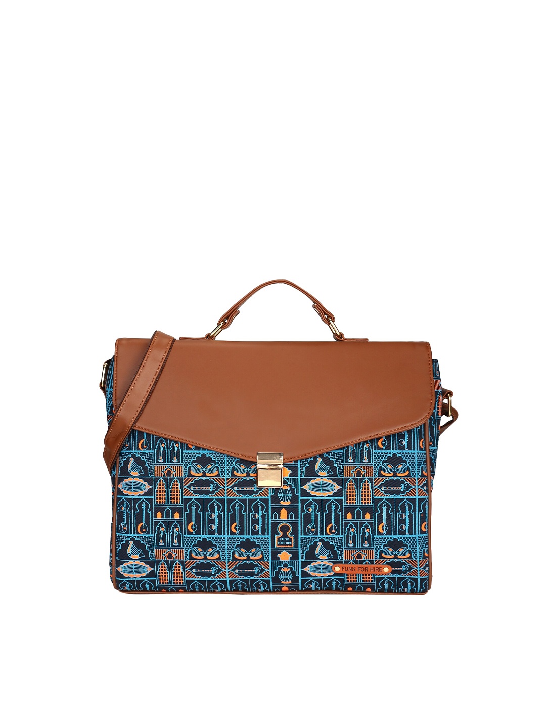 

Funk For Hire Women Printed PU Laptop Bag, Blue