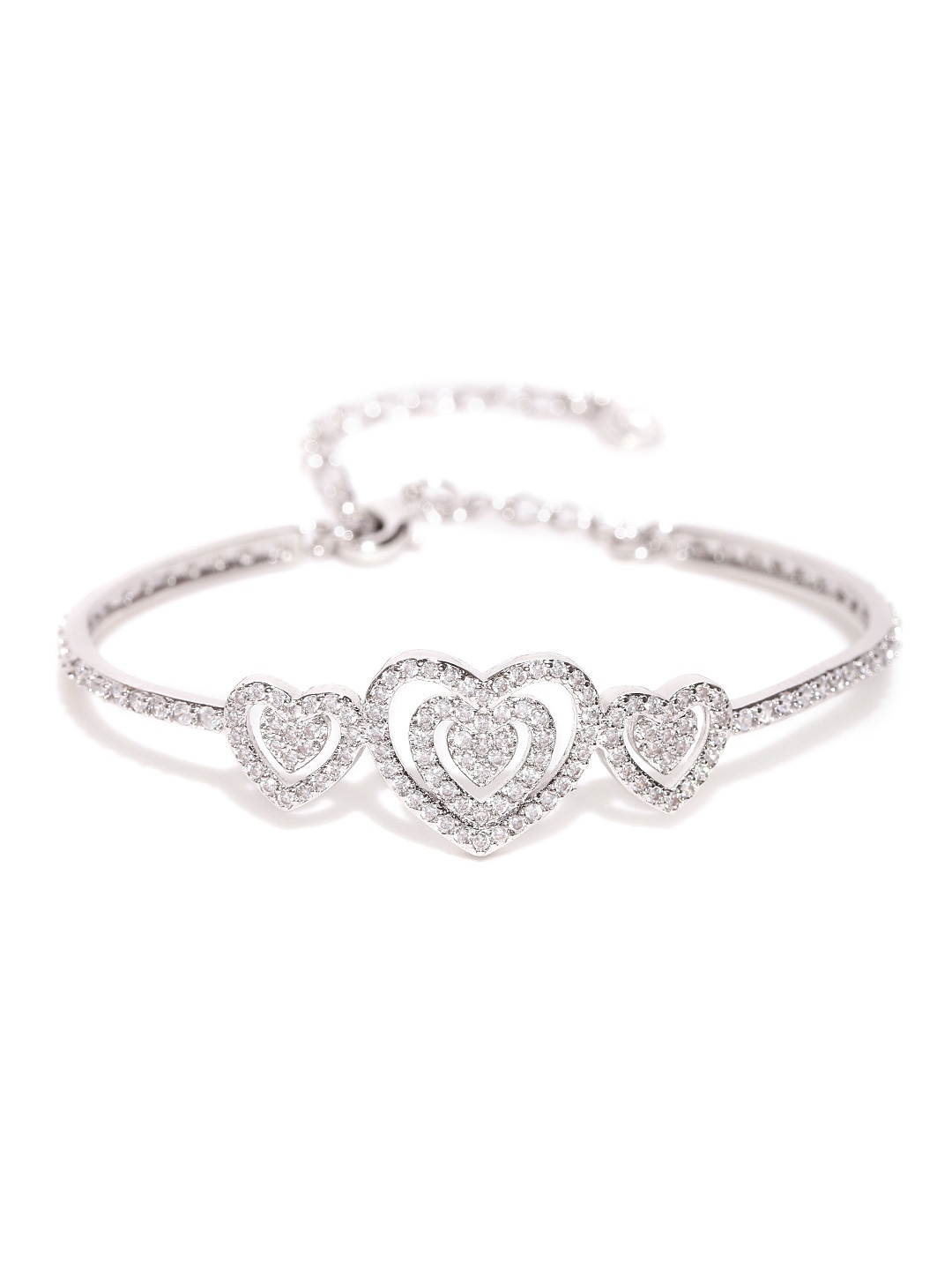 

Jewels Galaxy Silver-Toned Rhodium-Plated Handcrafted Bangle-Style Bracelet