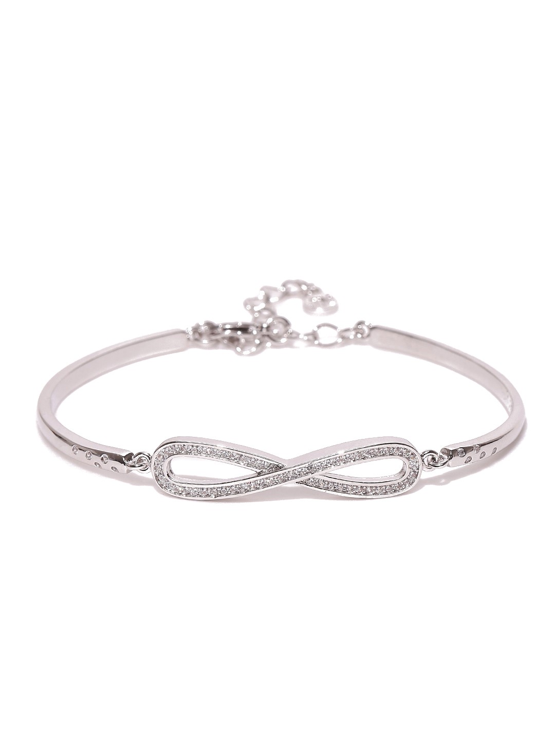 

Jewels Galaxy Silver-Toned Platinum-Plated Handcrafted Bangle-Style Bracelet