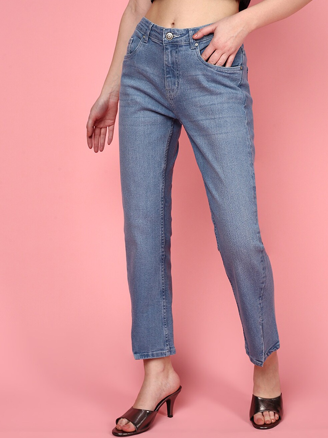 

JUNEBERRY Women Original High-Rise Light Fade Stretchable Jeans, Blue