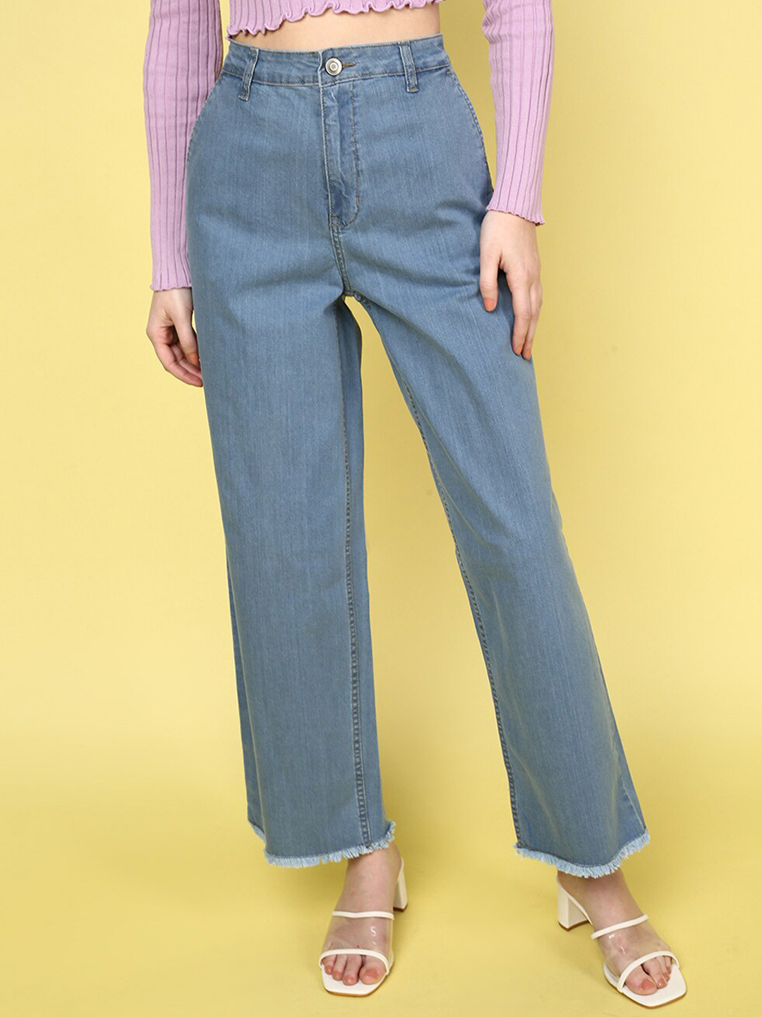 

JUNEBERRY Women Casual Easy Wash High-Rise Jeans, Blue