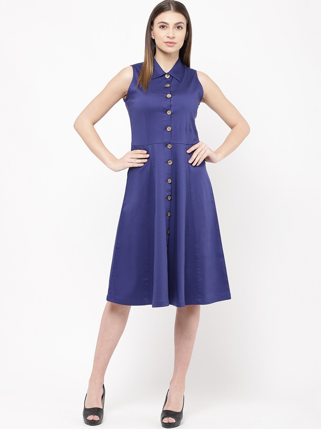 

urSense Sleeveless Shirt Dress, Navy blue