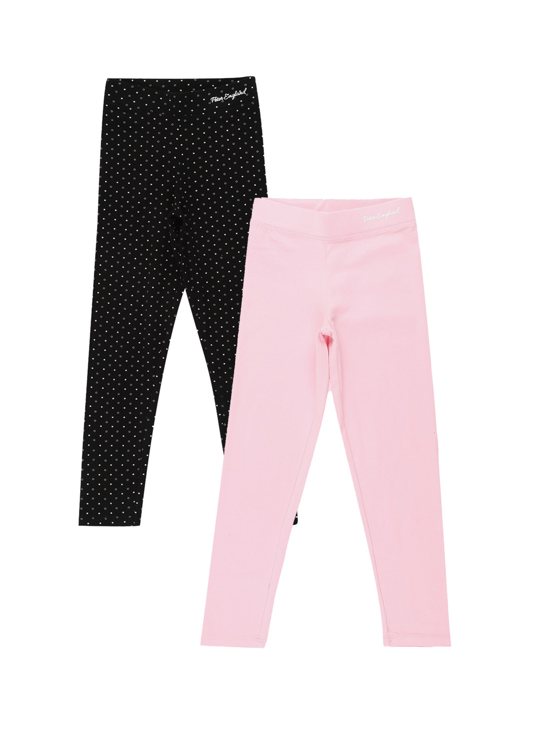 

Peter England Girls Pack Of 2 Cotton Ankle-Length Leggings, Black