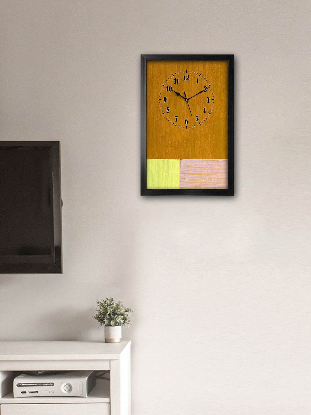 

999Store Yellow & Pink Modern Colourblocked Contemporary Wall Clock