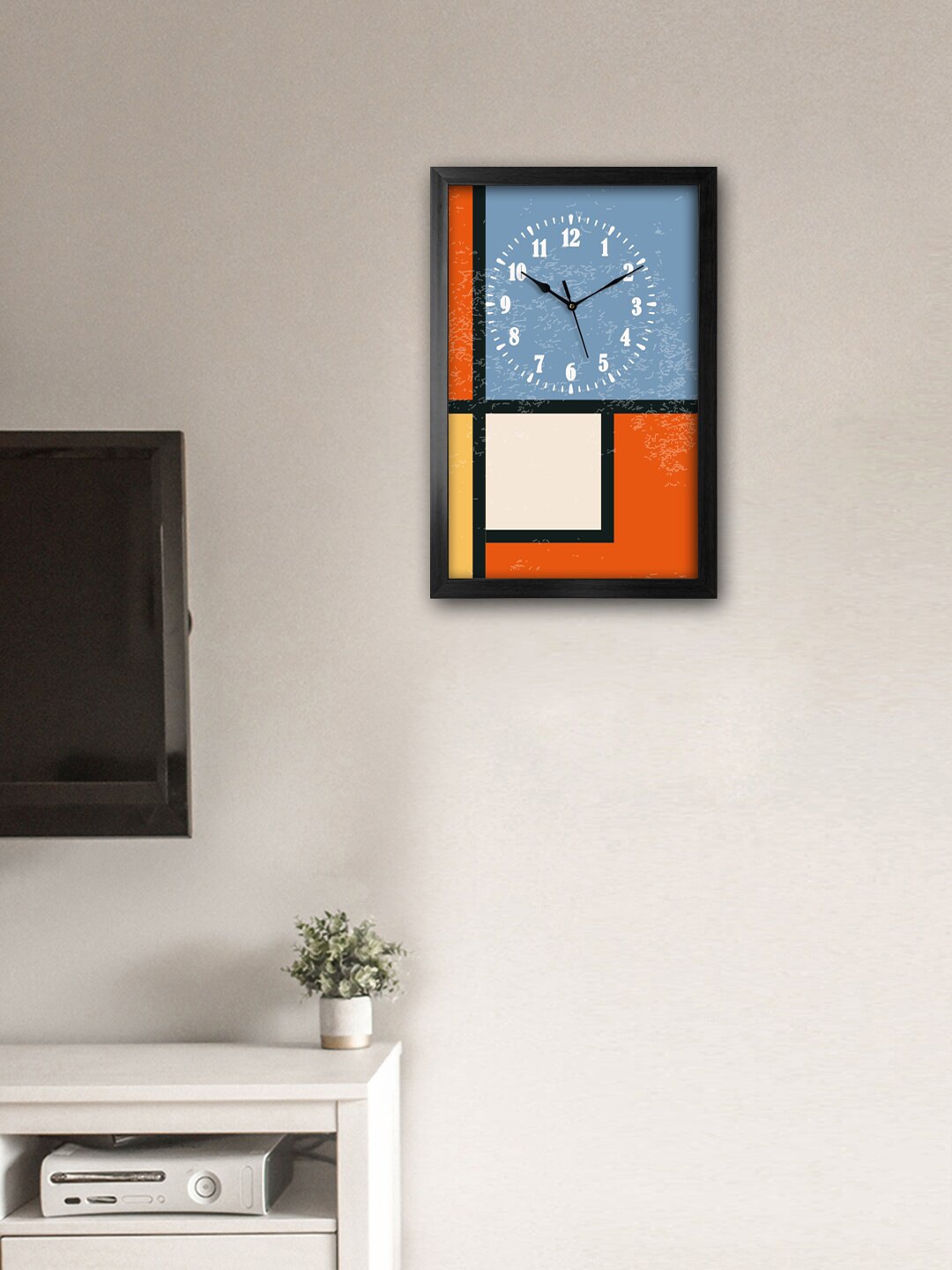 

999Store Blue Geometric Print Traditional Wall Clock, Black