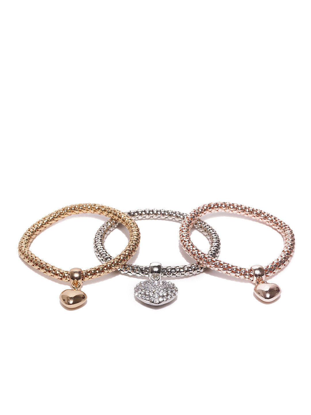 

Jewels Galaxy Set of 3 Handcrafted Contemporary Bracelets, Gold