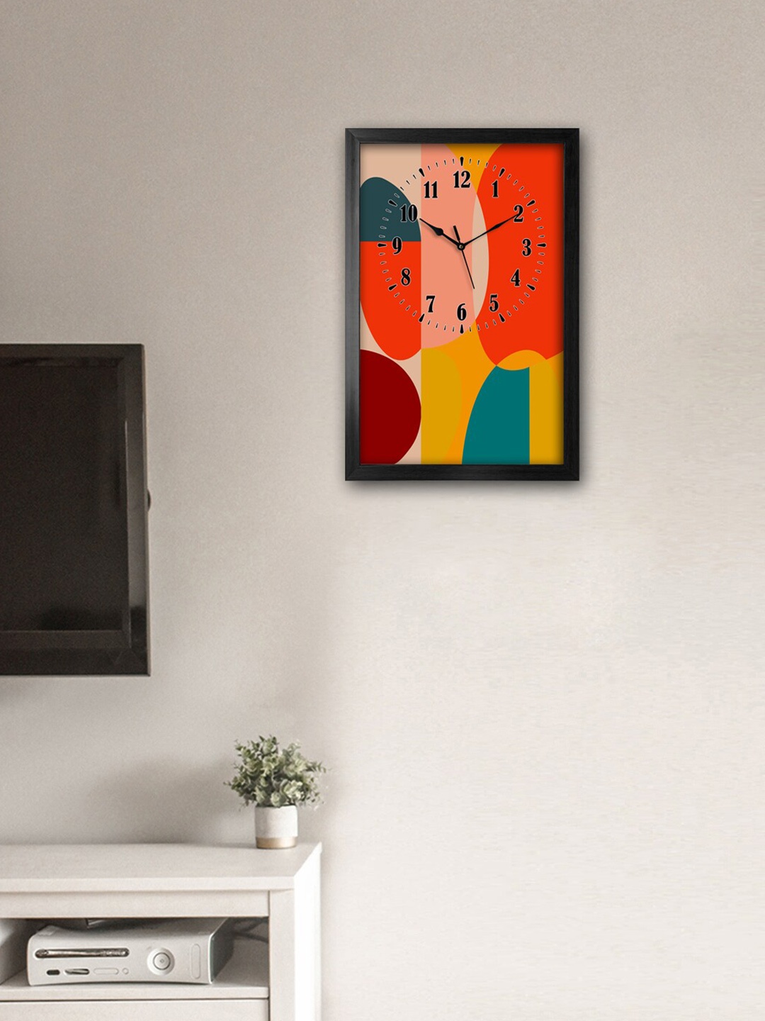 

999Store Red & Yellow Printed Traditional Wall Clock