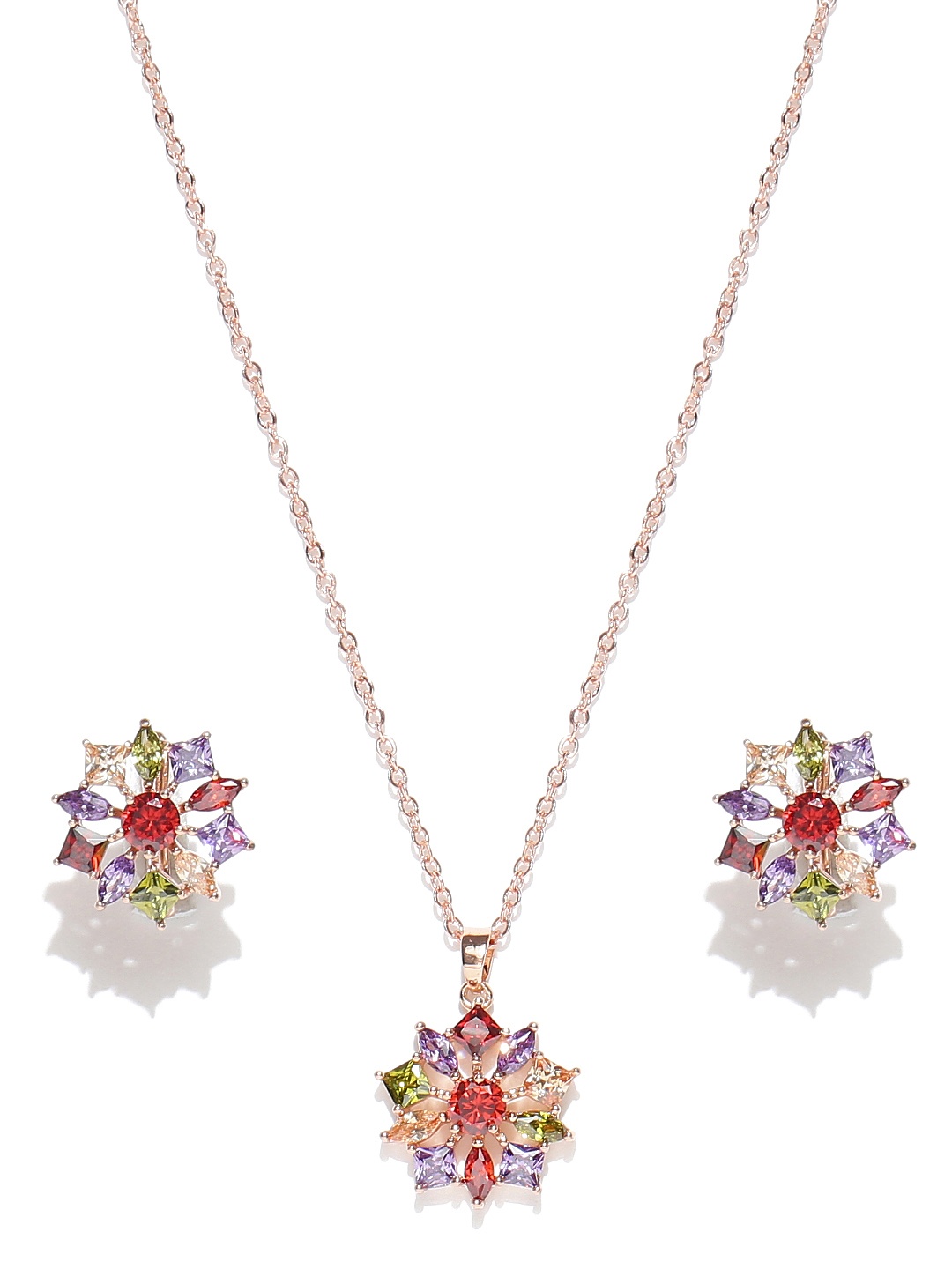 

Jewels Galaxy Multicoloured Stone-Studded Jewellery Set, Multi