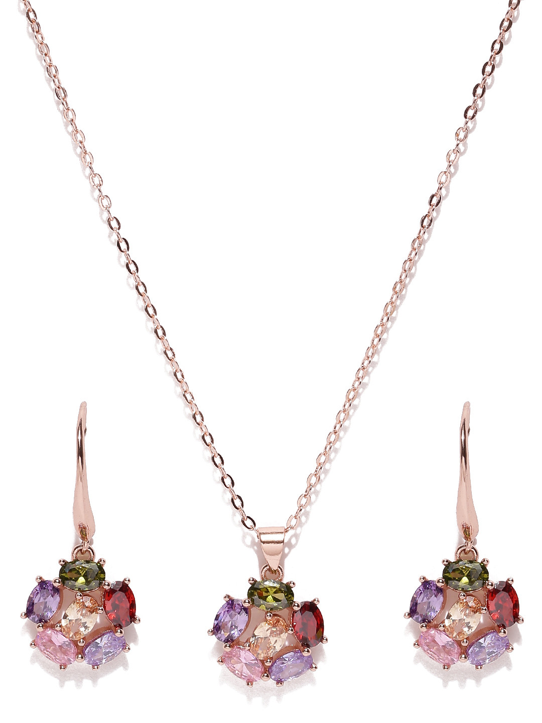 

Jewels Galaxy Multicoloured CZ Stone-Studded Jewellery Set, Multi