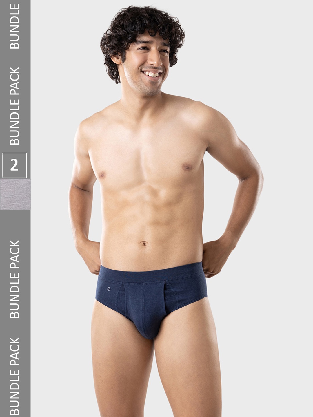 

Gloot Men Pack Of 2 Anti Odour Basic Briefs, Blue