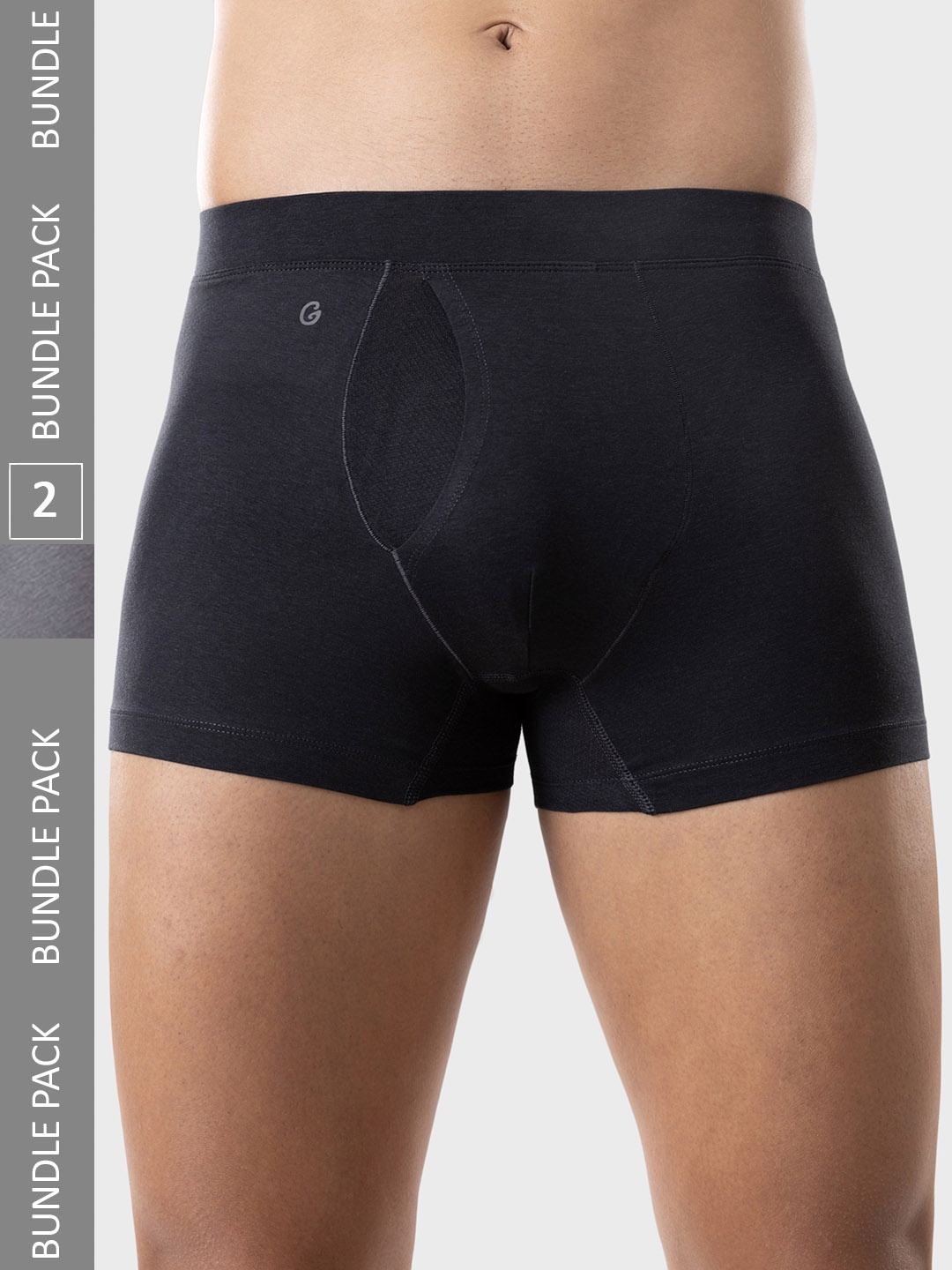 

Gloot Men Pack Of 2 Anti Odour Anti Stain Comfort Fit Trunks GLUCTIETR01, Black