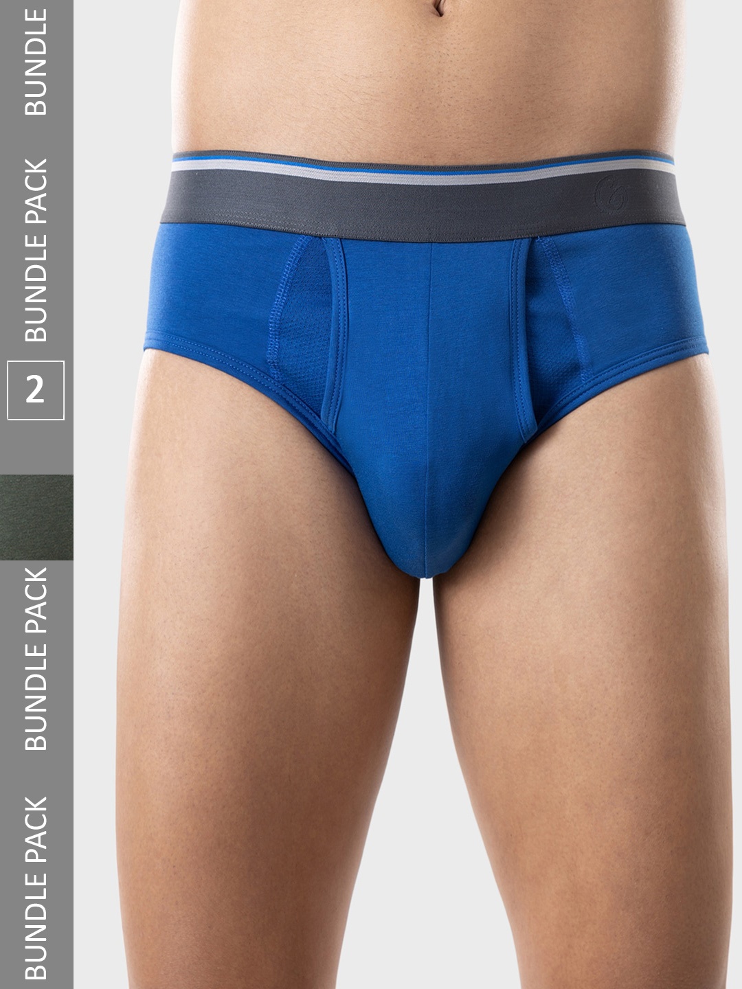

Gloot Men Pack Of 2 Anti Odour Basic Briefs, Blue