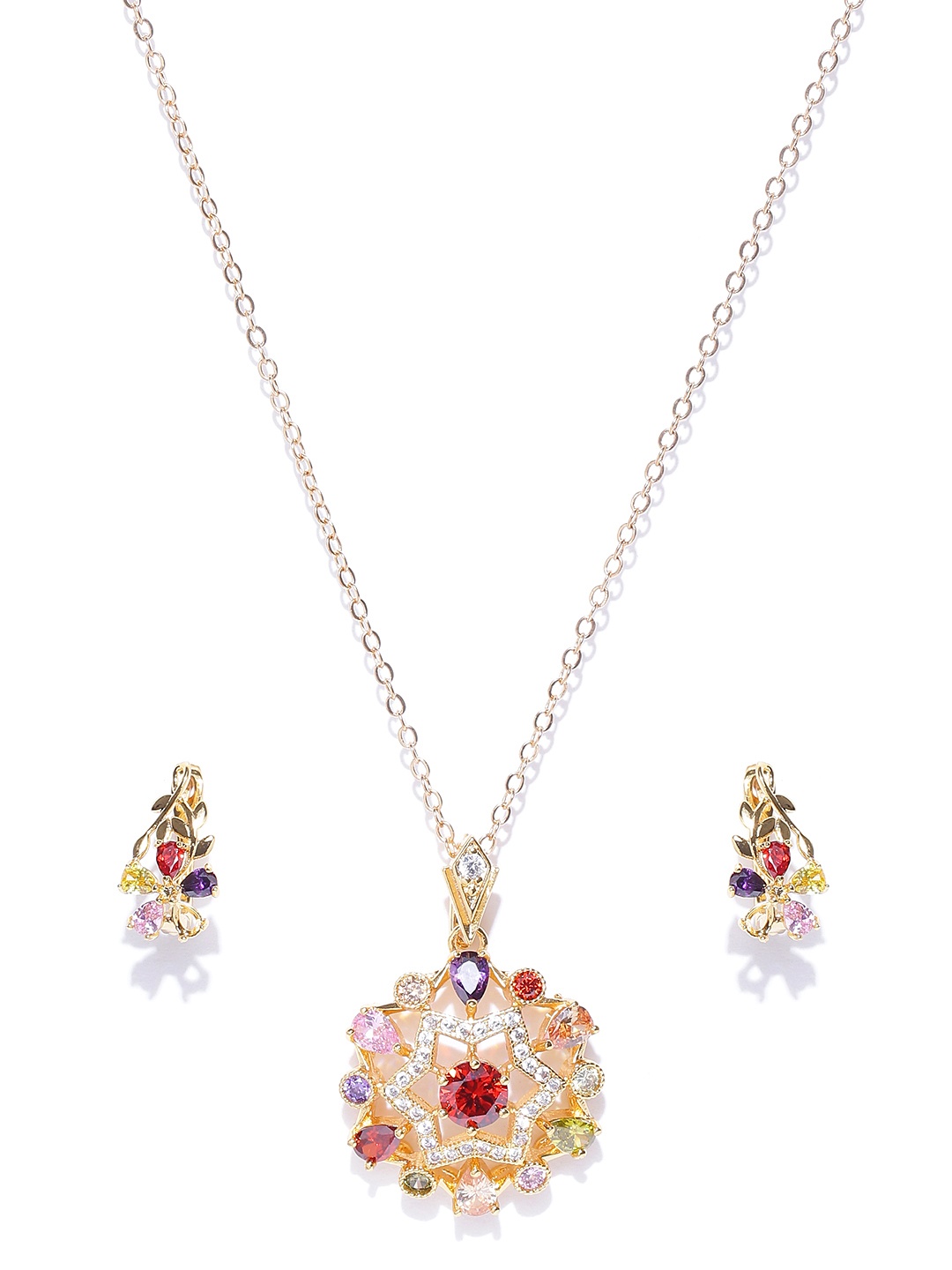 

Jewels Galaxy Gold-Toned CZ Stone-Studded Jewellery Set