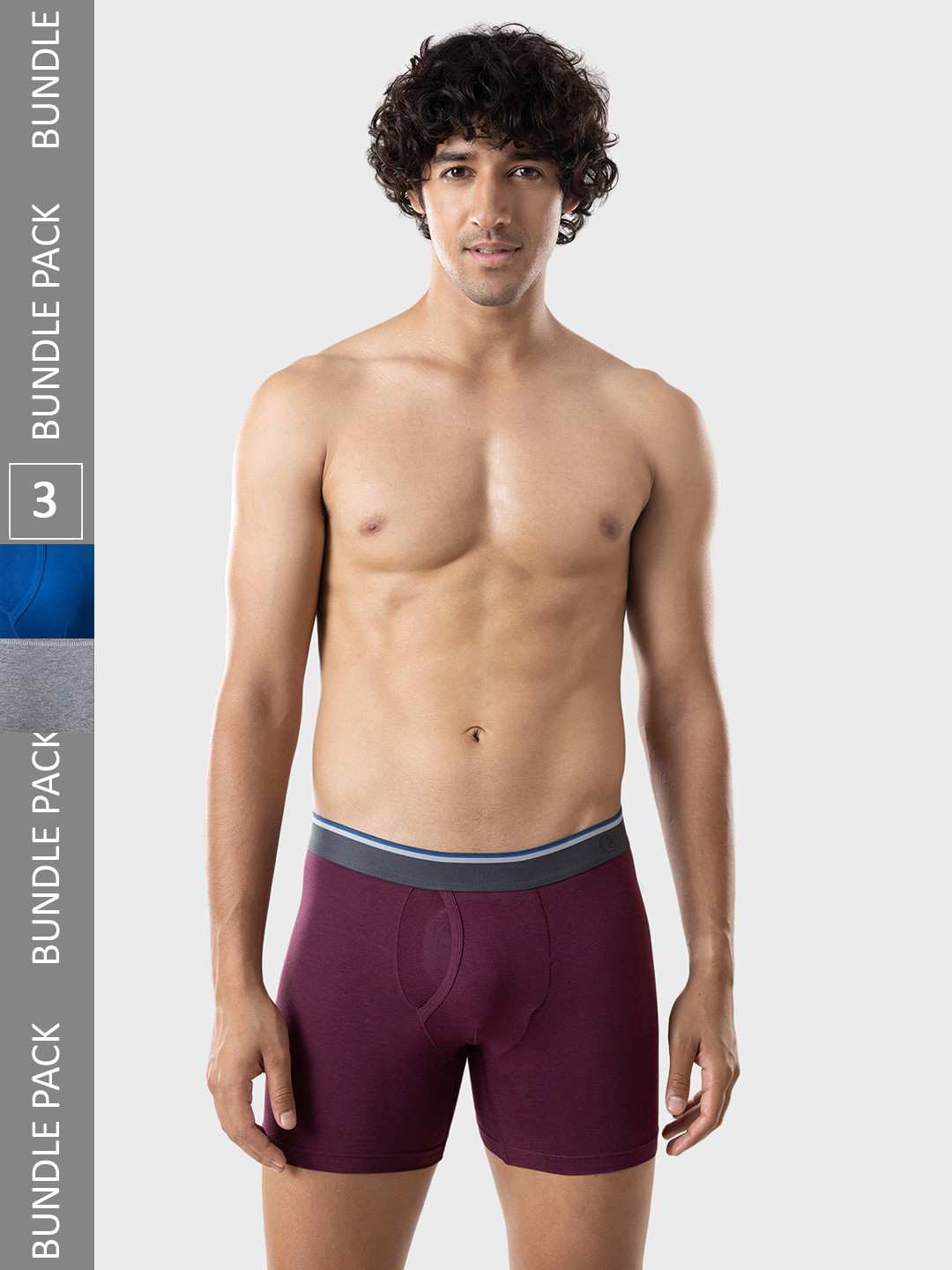 

Gloot Men Pack Of 3 Boxer Brief with Anti odor Cooling Off Mesh with Elastic Waistband, Purple