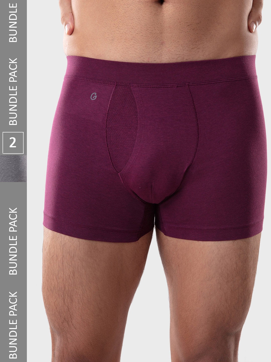 

Gloot Men Pack Of 2 Anti Odour Anti Stain Comfort Fit Trunks GLUCTIETR01, Purple