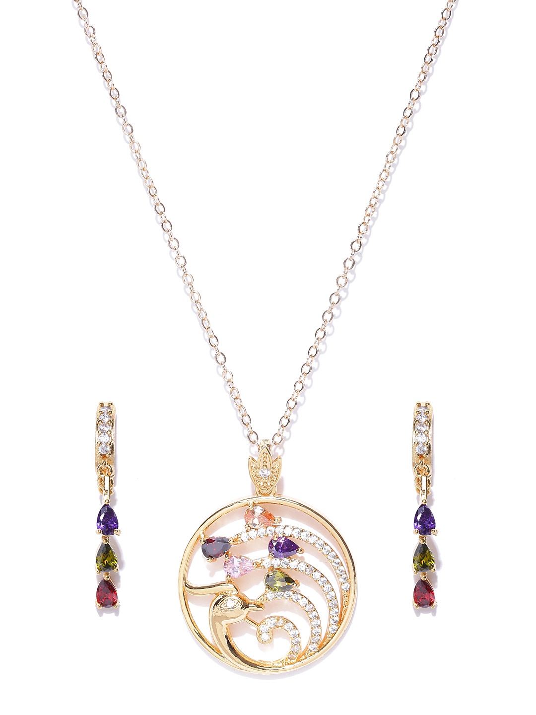 

Jewels Galaxy Gold-Toned CZ Stone-Studded Jewellery Set