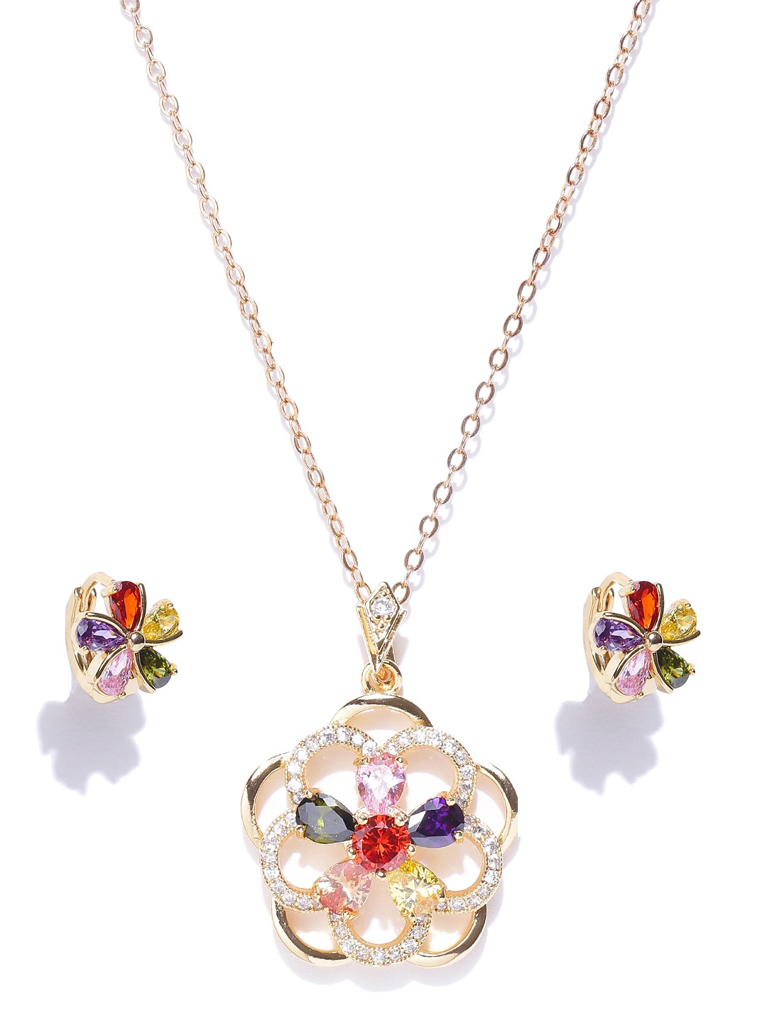 

Jewels Galaxy Gold-Toned CZ Stone-Studded Jewellery Set