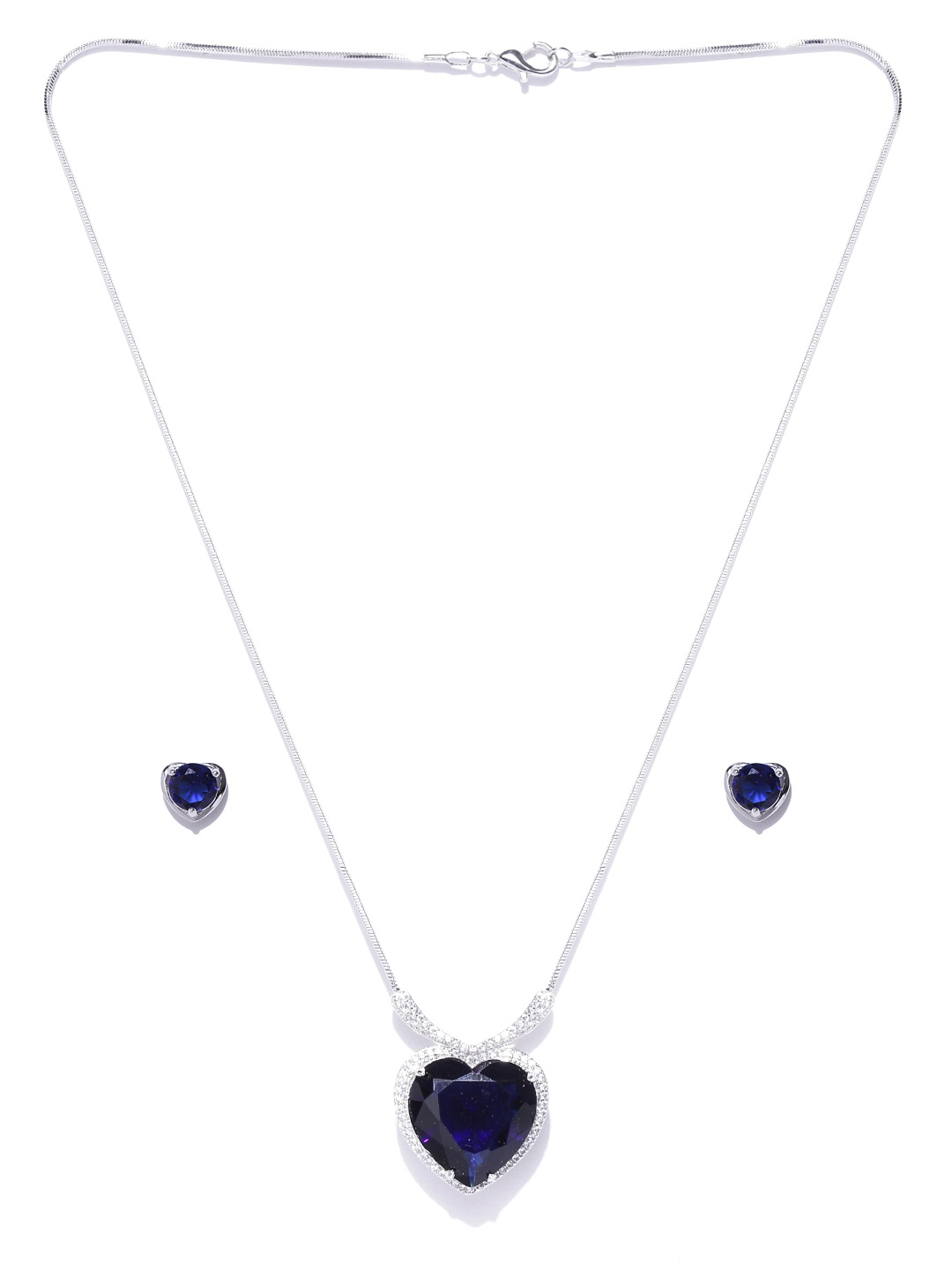 

Jewels Galaxy Silver-Toned Platinum-Plated CZ Stone-Studded Jewellery Set
