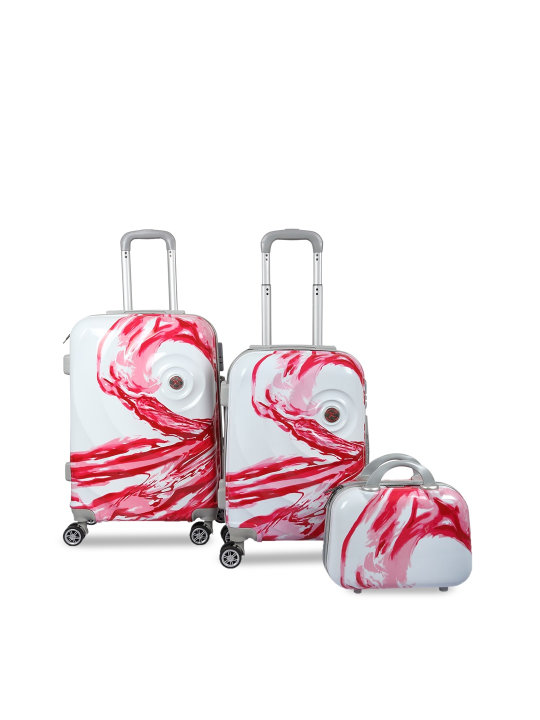 

Polo Class Set of 2 Hard-Sided Medium & Large Trolley Suitcases With 1 Vanity Bag, White