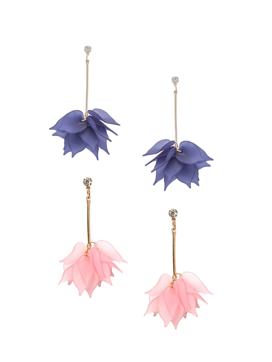 

OOMPH Set Of 2 Floral Drop Earrings, Pink