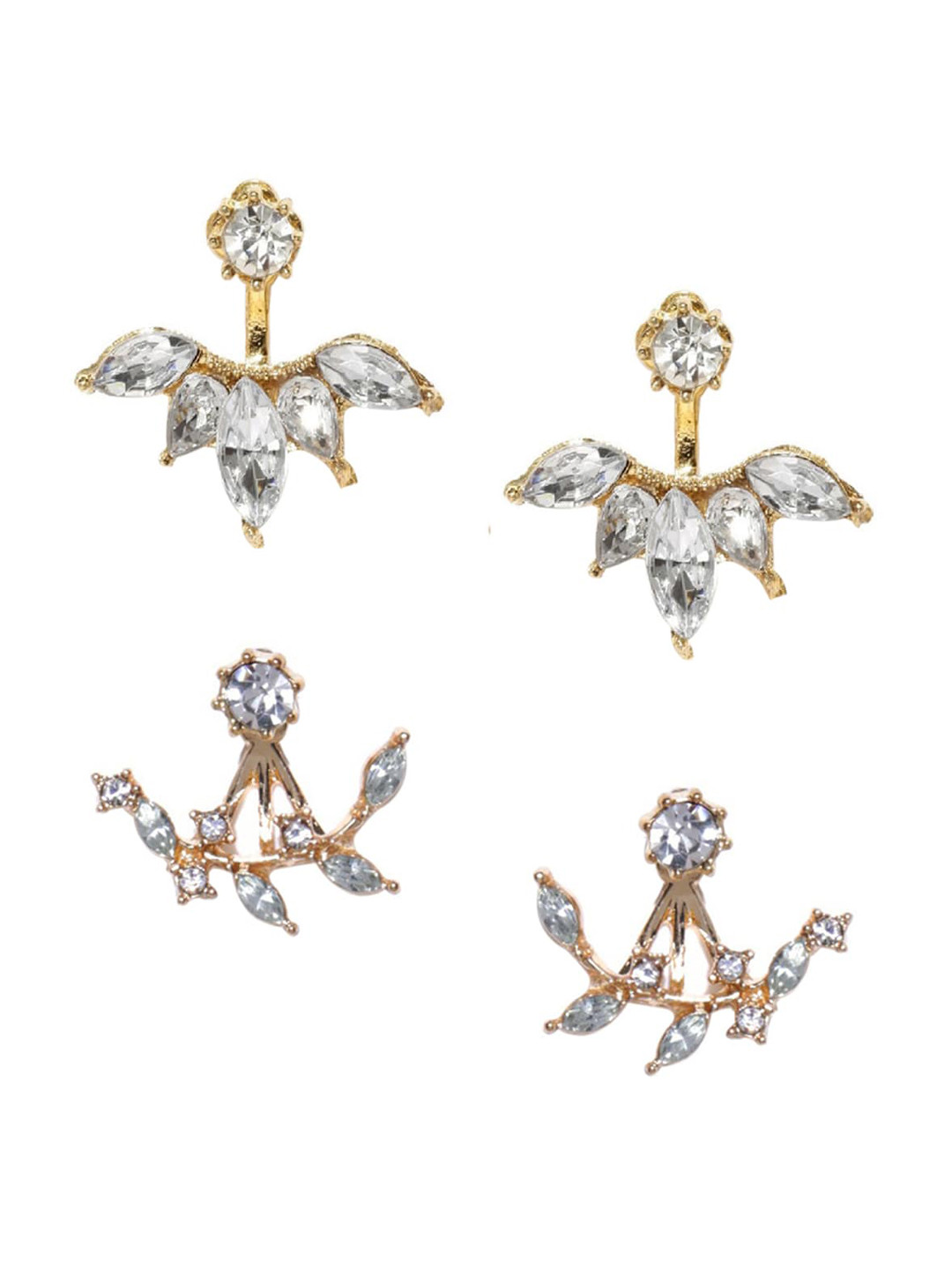 

OOMPH Pack Of 2 Floral Studs Earrings, White