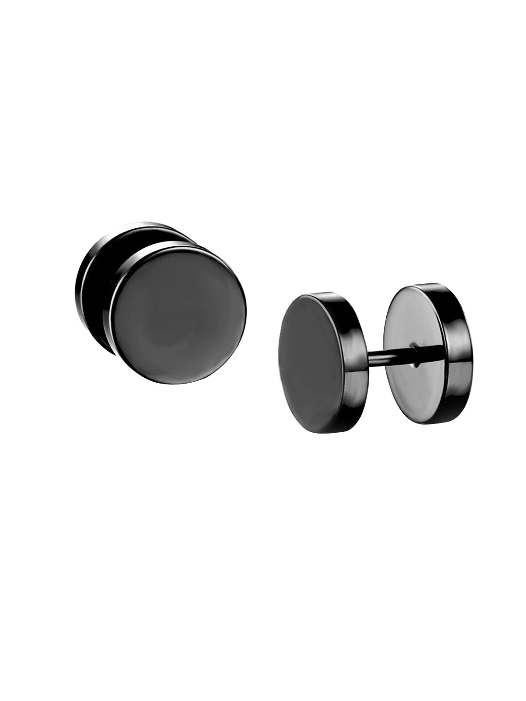 

OOMPH Men DumbBell Stainless Steel Studs Earrings, Black