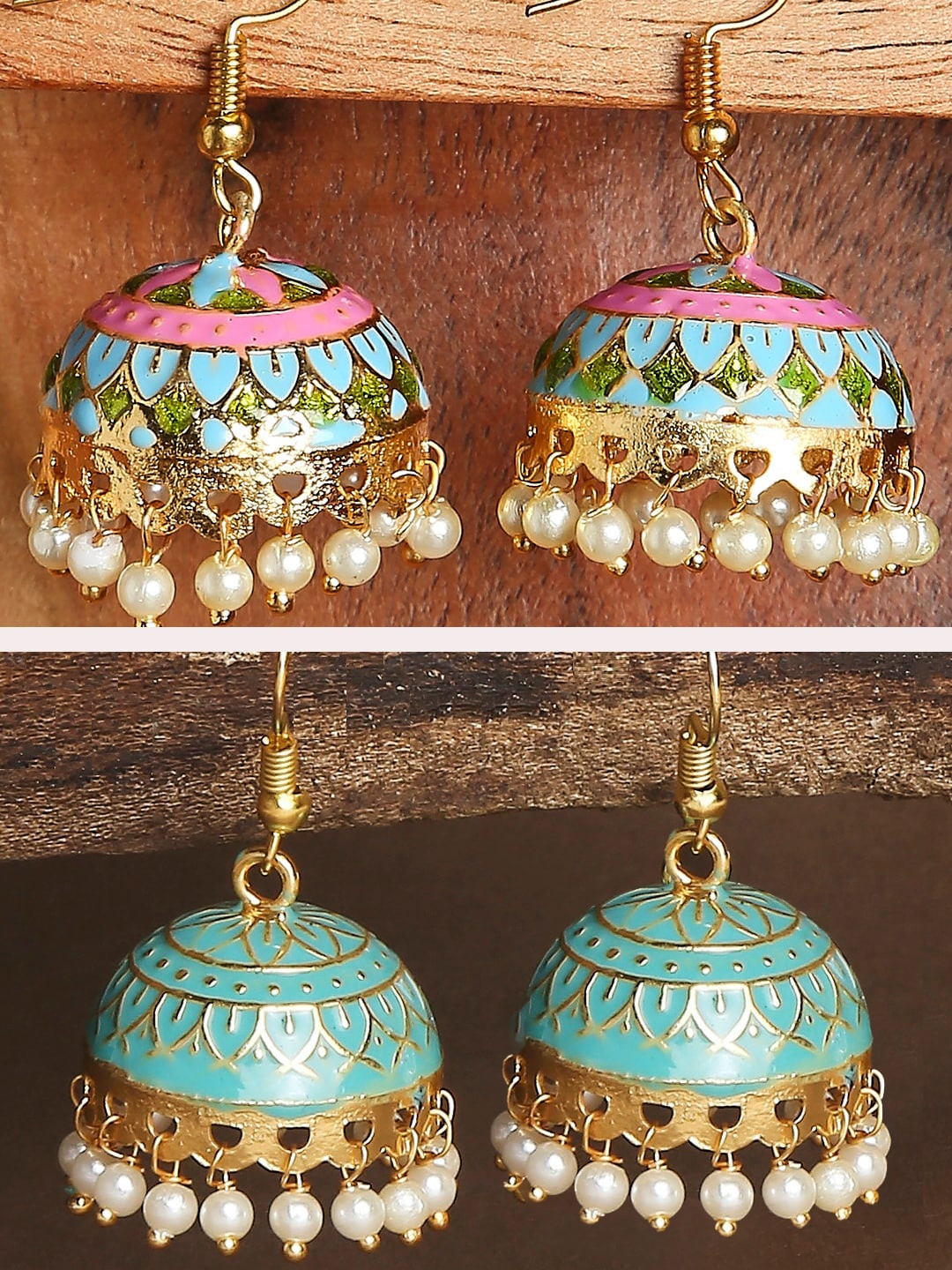 

OOMPH Set of 2 Gold-Plated Dome Shaped Jhumkas Earrings