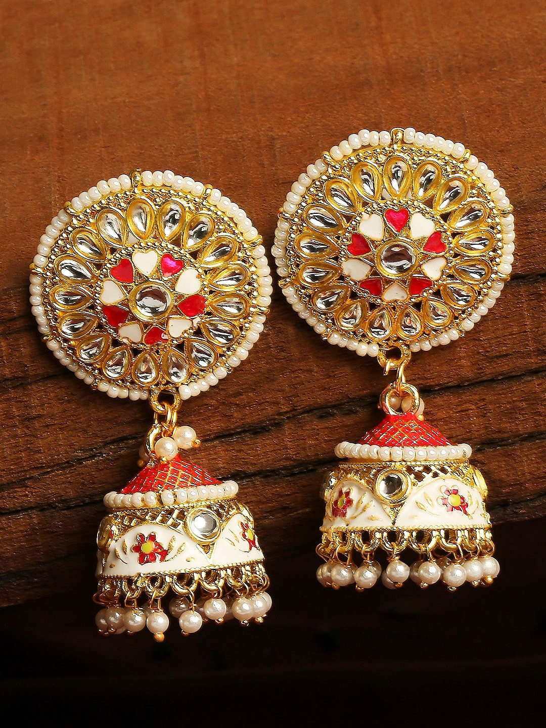 

OOMPH Dome Shaped Jhumkas Earrings, Pink
