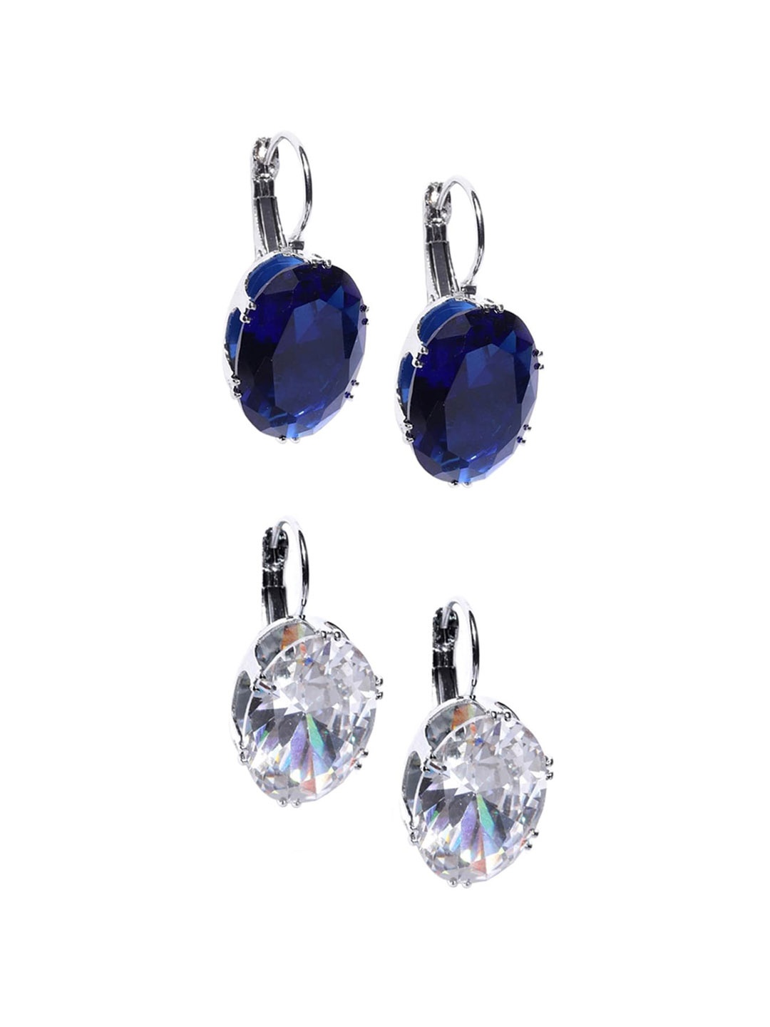 

OOMPH Silver-Plated Oval Drop Earrings