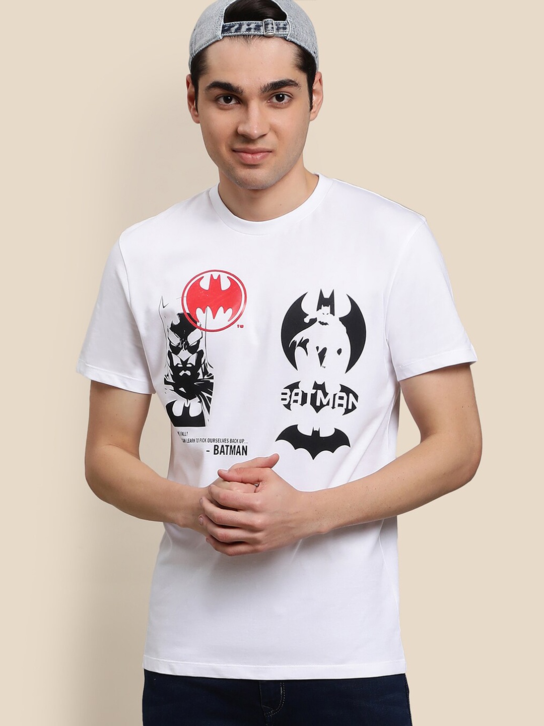 

Free Authority Batman Printed Cotton T-Shirt, White