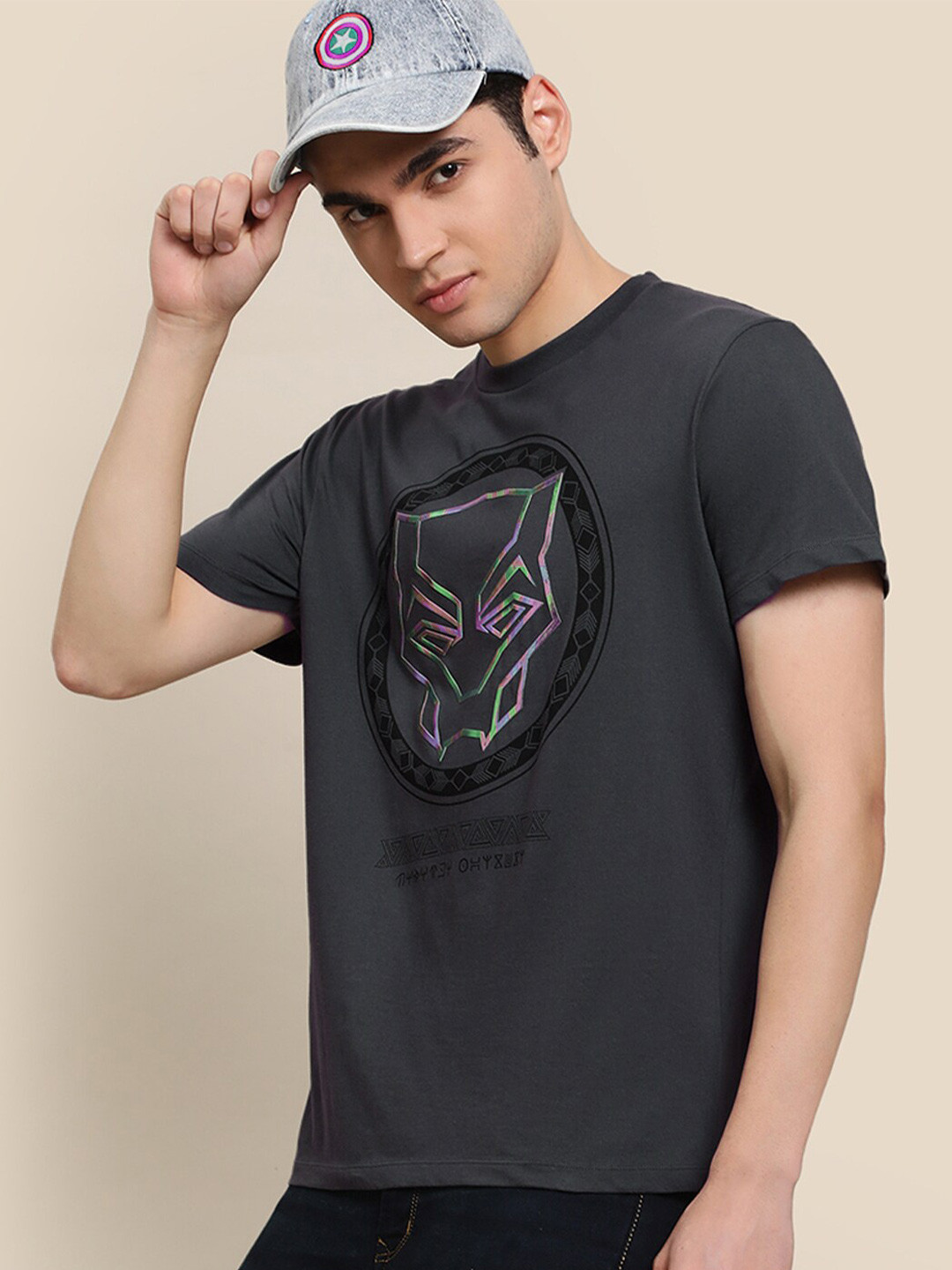 

Free Authority Black Panther Printed Pure Cotton T-Shirt, Charcoal