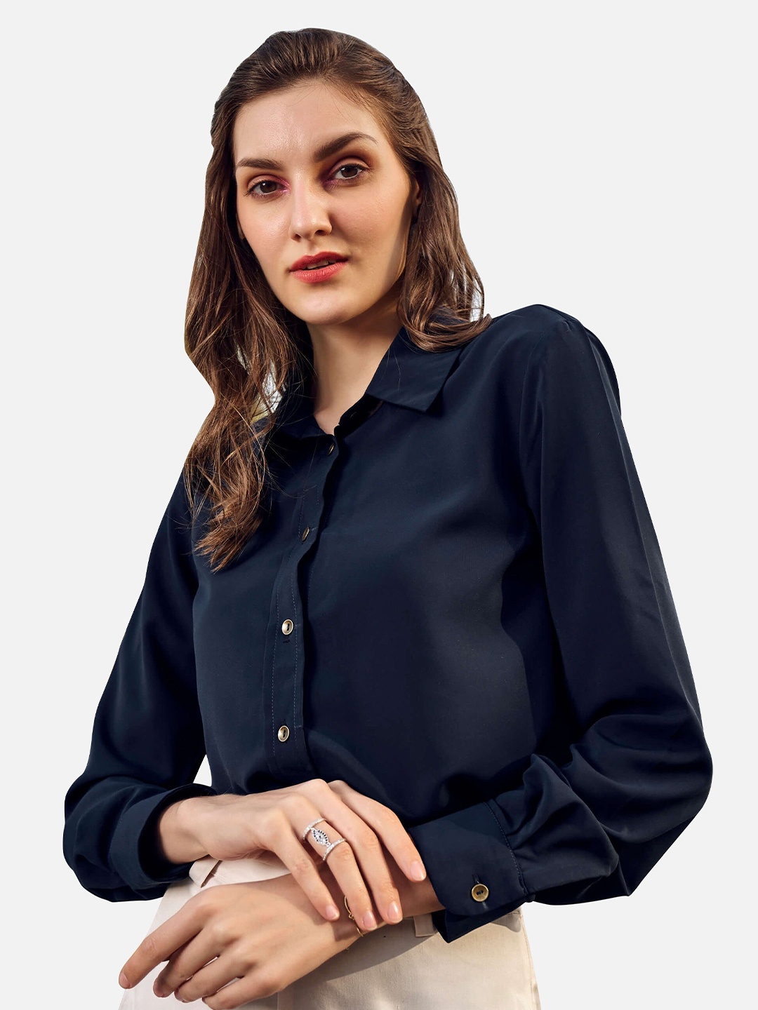 

NEOFAA Regular Fit Formal Shirt, Navy blue