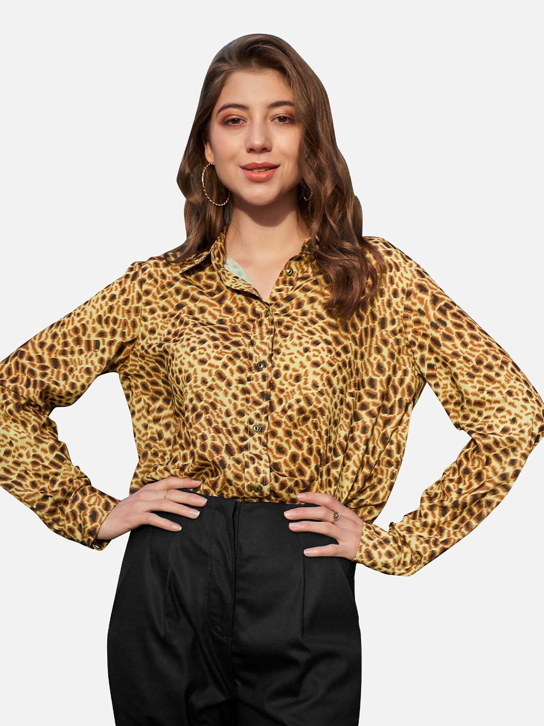 

NEOFAA Animal Printed Formal Shirt, Orange